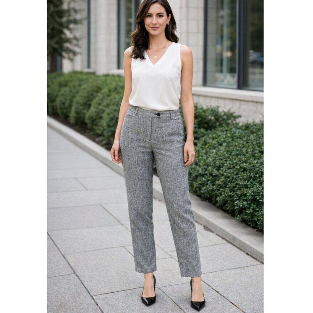 Dressbarn Woman 100% Linen Pants Tapered Relaxed Gray size 14W